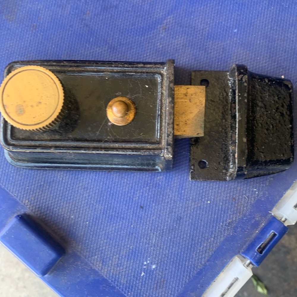 Iron black and brass  Vintage door lock.  Works perfectly restoration